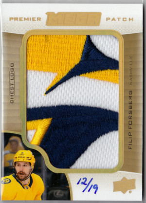 2020-21 UD Premier Mega Patch Chest Logo Filip Forsberg #PMP-FF /19 front